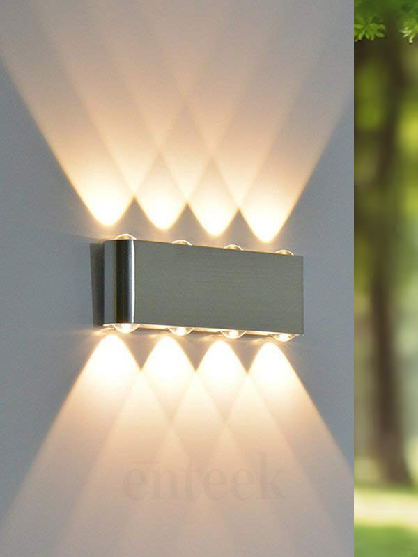 Silver Up Down Outdoor Wall Light (N6) 8W 3K