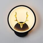 Round Black and Golden Deer Horn Wall Lamp (4451) 12W Wall Light