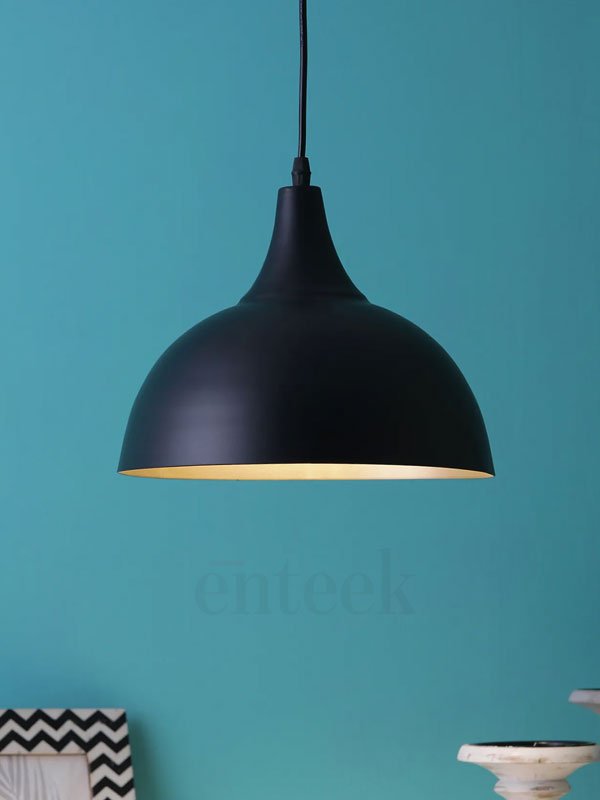 Medium Modern Black Metal Hanging Light