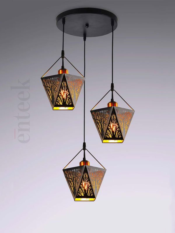 Modern Black Pendant Hanging Lamp – Tree Cut Design