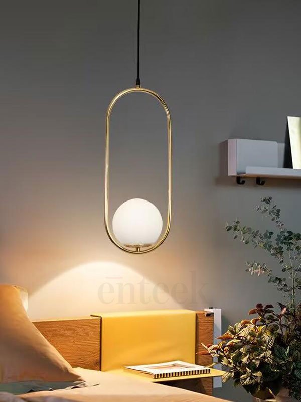 Modern Oval Pendant Light with Frosted Globe